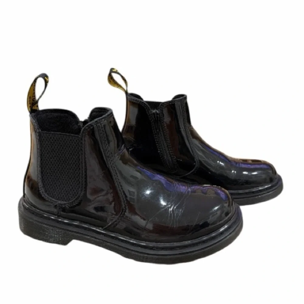 Dr. Martens 2976 JUNIOR Kids Patent Leather Chelsea Boots Black US 3